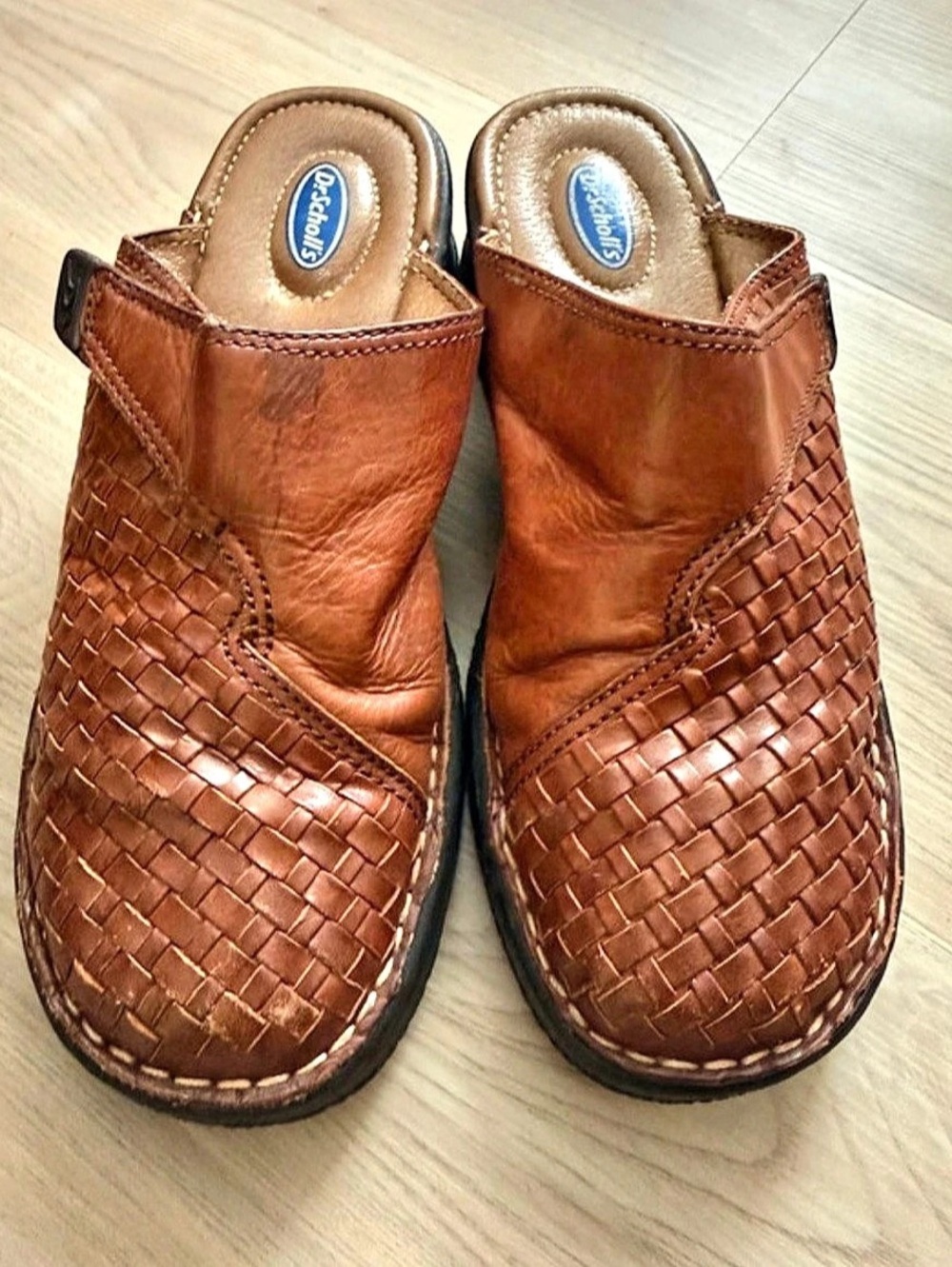 Dr. Scholl's Mabel Woven Leather Clog Mules Brown